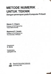 Metode Numerik untuk Teknik Dengan Penerapan Pada Komputer Pribadi