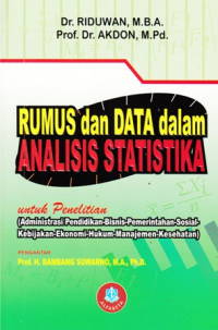 Rumus dan Data dalam Aplikasi Statistika Untuk Penelitian :