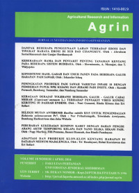 AGRIN : Agricultural Research and Information Jurnal Penelitian dan Informasi Pertanian 8 artikel Vol. 18 No. 1, April 2014