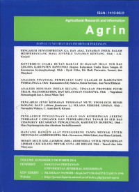 AGRIN : Agricultural Research and Information Jurnal Penelitian dan Informasi Pertanian 8 artikel Vol. 18 No. 2, Oktober 2014