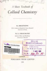 A Short Textbook Of Colloid Chemistry