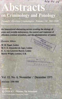 Abstracts On Criminology And Penology Formerly 'Excerpta Criminologica' Volume 1-8 : 1961-1968