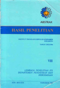 Abstrak Hasil Penelitian Institut Teknologi Sepuluh Nopember Surabaya Tahun 1993/1994 VIII