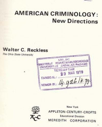 American Criminology: New Directions