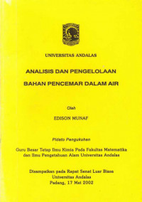 Analisis dan Pengelolaan Bahan Pencemar Dalam Air