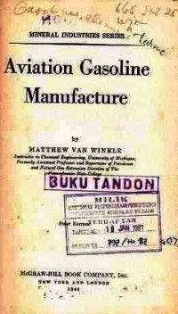 Aviation Gasoline Manufacture