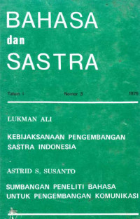 Bahasa Dan Sastra Tahun 1 Nomor 3 1975