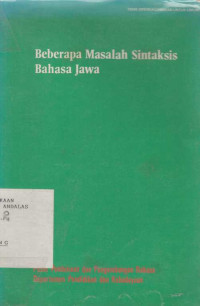 Beberapa Masalah Sintaksis Bahasa Jawa