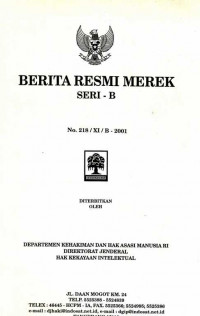 Berita Resmi Merek Seri - B No. 218/ XI/ B - 2001