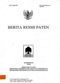 Berita Resmi Paten Nomor 105 Tahun ke 8 Juli 1999