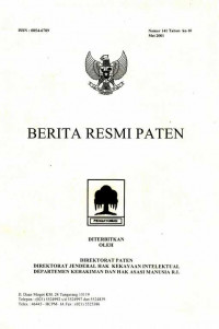 Berita Resmi Paten Nomor 141 Tahun ke 10 Mei 2001