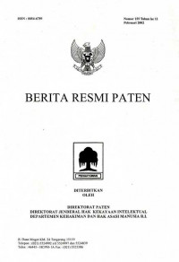 Berita Resmi Paten Nomor 155 Tahun ke 11 Februari 2002