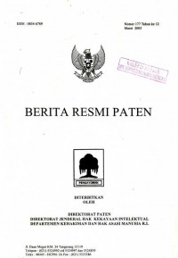 Berita Resmi Paten Nomor 177 Tahun ke 12 Maret 2003