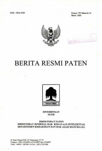 Berita Resmi Paten Nomor 178 Tahun ke 12 Maret 2003