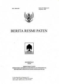 Berita Resmi Paten Nomor 213 Tahun ke 14 Nopember 2005