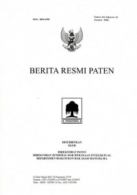 Berita Resmi Paten Nomor 216 Tahun ke 15 Januari 2006