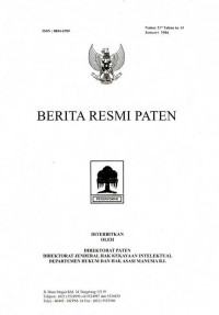 Berita Resmi Paten Nomor 217 Tahun ke 15 Januari 2006