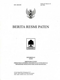 Berita Resmi Paten Nomor 227 Tahun ke 15 Juni 2006