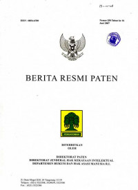 Berita Resmi Paten Nomor 250 Tahun ke 16 Juni 2007