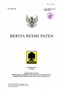 Berita Resmi Paten Nomor 258 Tahun ke 16 Oktober 2007