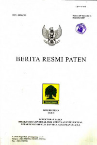 Berita Resmi Paten Nomor 259 Tahun ke 16 Nopember 2007