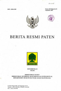 Berita Resmi Paten Nomor 260 Tahun ke 16 Nopember 2007