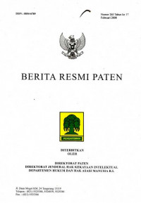 Berita Resmi Paten Nomor 265 Tahun ke 17 Februari 2008