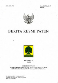 Berita Resmi Paten Nomor 275 Tahun ke 17 Juni 2008