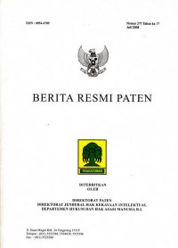 Berita Resmi Paten Nomor 277 Tahun ke 17 Juli 2005