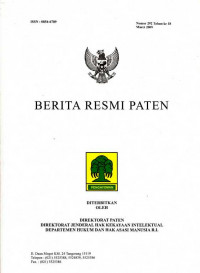 Berita Resmi Paten Nomor 292 Tahun ke 18 Maret 2009