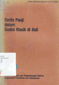 CERITA Panji Dalam Sastra Klasik di Bali