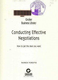 Glolier Business Library Conducting Effective Negotiations