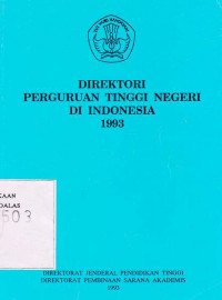 Direktori Perguruan Tinggi Negeri Di Indonesia 1993