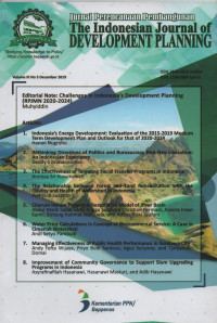 Jurnal Perencanaan Pembangunan: The Indonesian Journal of Development Planning 8 Artikel Vol. III No. 3 December 2019