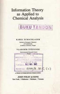 Information Theory As Applied To Chemical Analysis