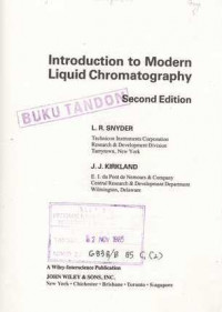 Introduction To Modern Liquid Chromatography 2nd ed