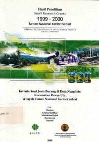 Hasil Penelitian Small Research Grants 1999 - 2000 Taman Nasional Kerinci Seblat Inventarisasi Jenis Burung di Desa Napalicin Kecamatan Rawas Ulu Wilayah Taman Nasional Kerinci Seblat