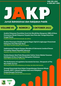 Jurnal JAKP (Jurnal Administrasi dan Kebijakan Publik ) Universitas Andalas : Vol 7 No 2 (2022): Oktober 2022