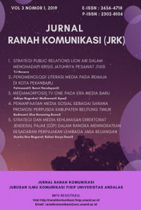 Jurnal Ranah Komunikasi : Volume 3 Edisi 1 Tahun 2019