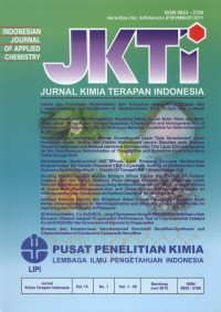 JKTI Jurnal Kimia Terapan Indonesia, 8 artikel  Vol. 15 N0. 1, Juni 2013