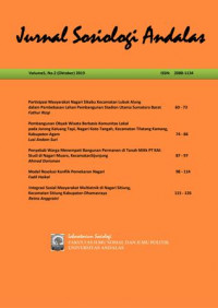 Jurnal Sosiologi Andalas : Vol 5 No 2 (2019)