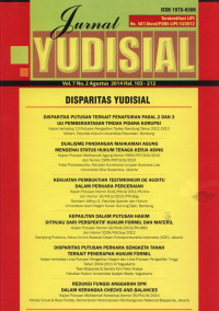 Jurnal Yudisial Disparitas Yudisial 6 artikel Vol. 7 No. 2, Agustus 2014