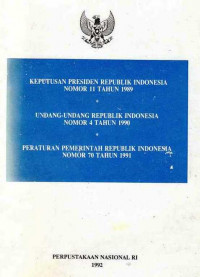 Keputusan Presiden Republik Indoensia Nomor 11 TAhun 1989