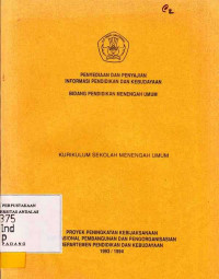 Penyediaan dan Penyajian Informasi Pendidikan dan Kebudayaan Bidang Pendidikan Menengah Umum Kurikulum Sekolah Menengah Umum