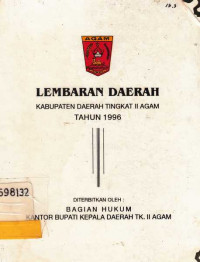 Lembaran Daerah Kabupaten Daerah Tingkat II Agam Tahun 1996