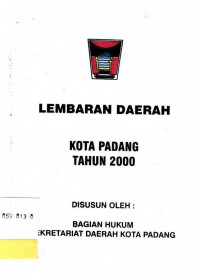 Lembaran Daerah Kota Padang Tahun 2000