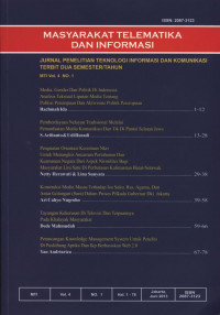 Masyarakat Telematika dan Informasi Jurnal Penelitian Teknologi Informasi dan Komunikasi Terbit Dua Semester/Tahun. 6 artikel Vol. 4 No. 1. Juni 2013