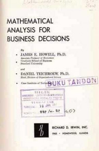 Mathematical analysis for business decisions