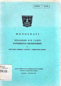 Monografi Kenagarian Air Tabik Kotamdya Payakumbuh Propinsi Daerah Tingkat I Sumatera Barat