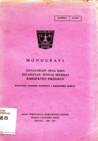 Monografi Kenagarian Desa Baru Kecamatan Sungai Beremas Kabupaten Pasaman Propinsi Daerah Tingkat I Sumatera Barat